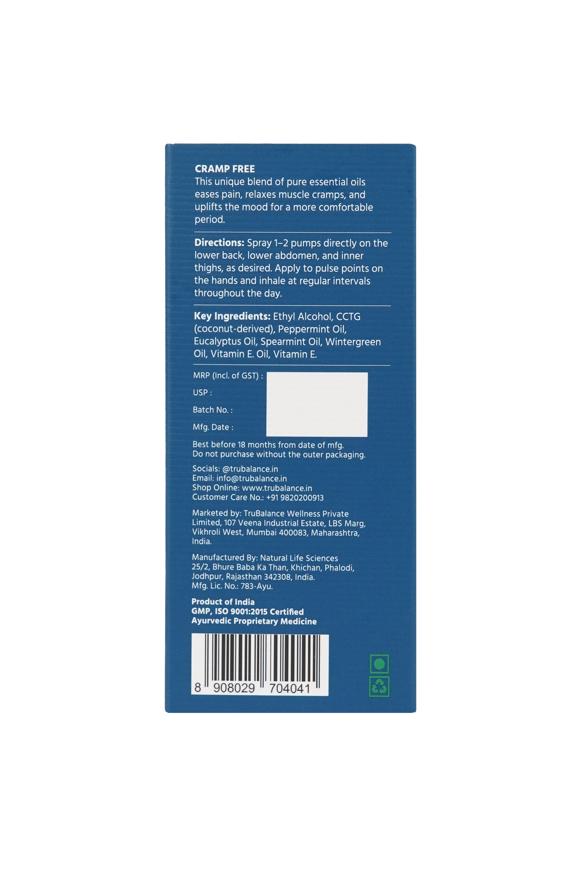 Cramp Free Aromatherapy Spray 8ml