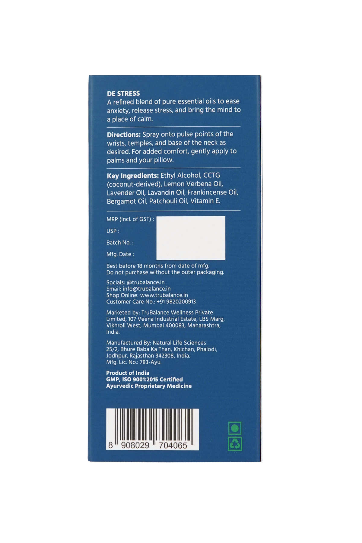 De Stress Aromatherapy Spray 8ml